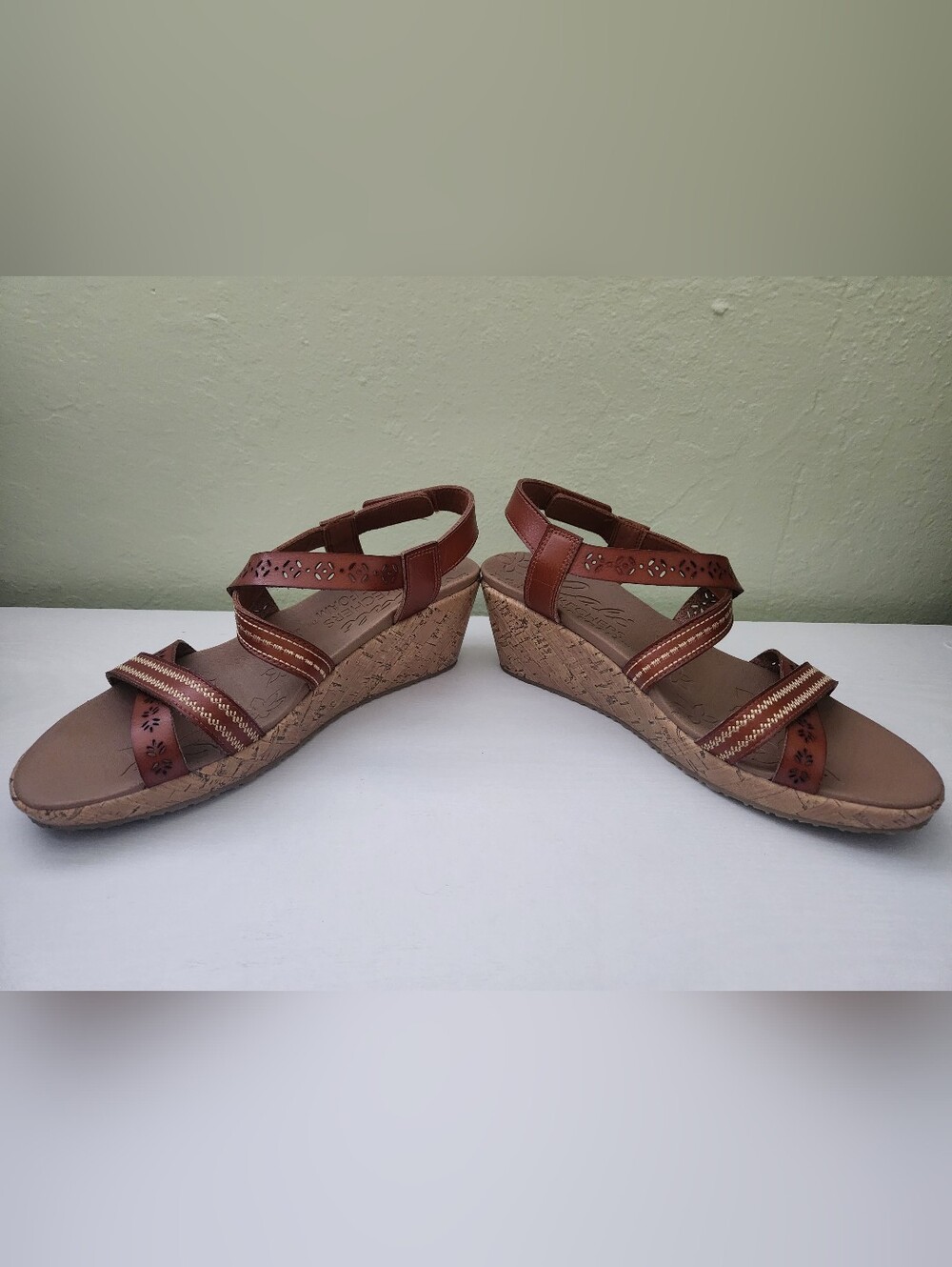 Skechers Beverlee Delicate Glow Brown Wedge Sandals Women's 10 - Picture 4 of 8